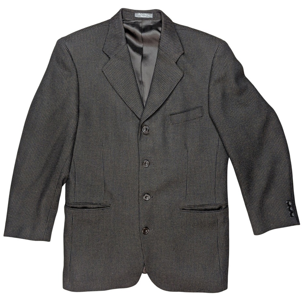 Vintage Wilke Rodriguez Large Grey‎  BROWN Stripe Blazer Light Shoulder Pads